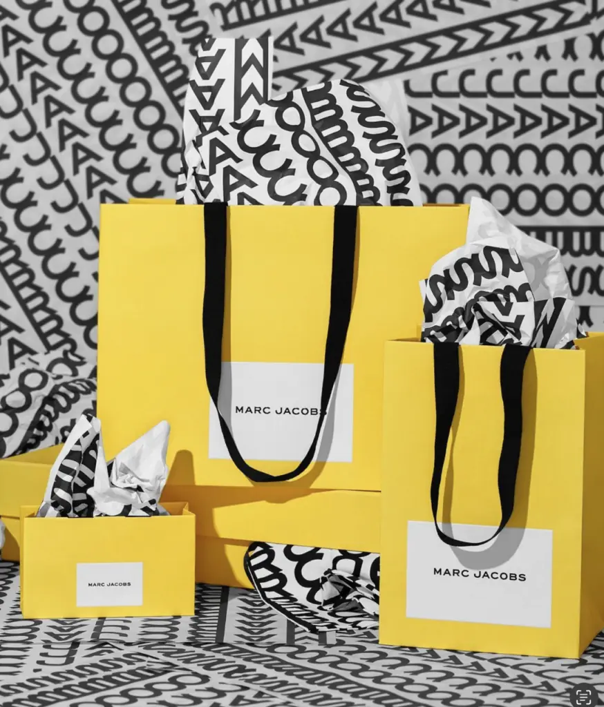 sustainable retail packaging Marc Jacobs luxury shopping bags