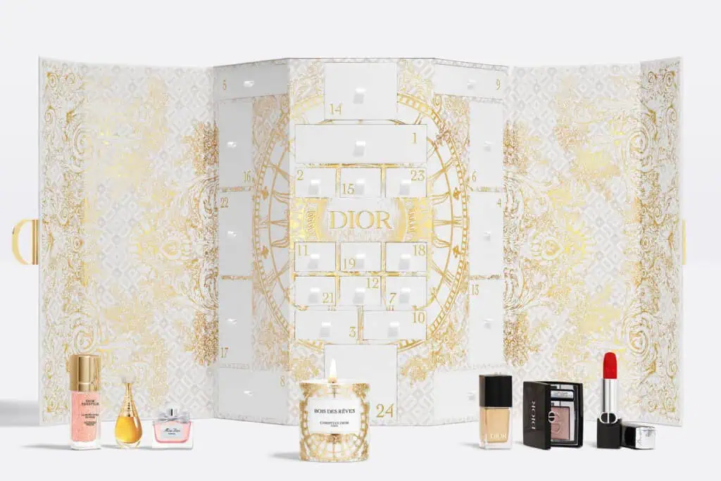 Dior 2024 advent calendar gold foil stamp trend