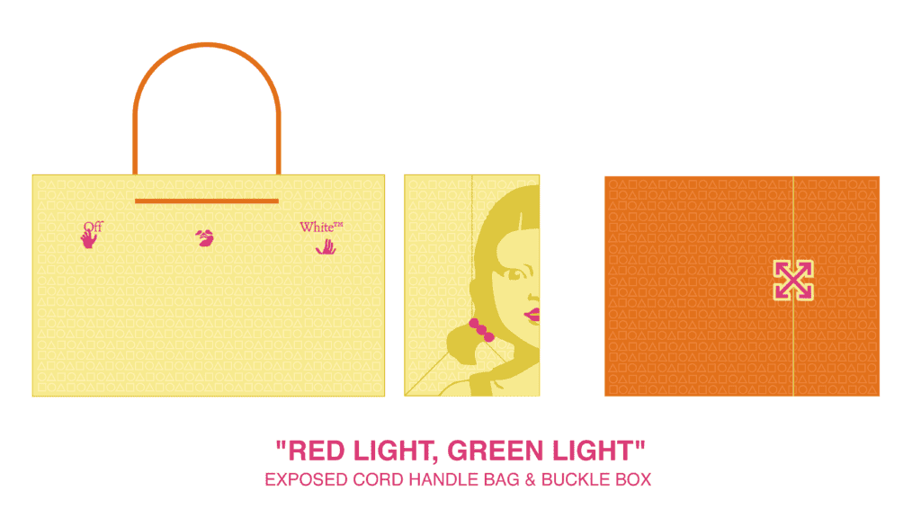Off-White & Squid Game Packaging concept design sketches red light green light netflix gong yoo