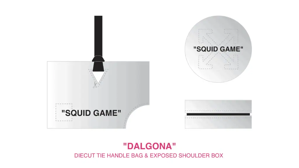 Off-White & Squid Game Packaging design concept dalgona honeycomb player 456 gong yoo netflix